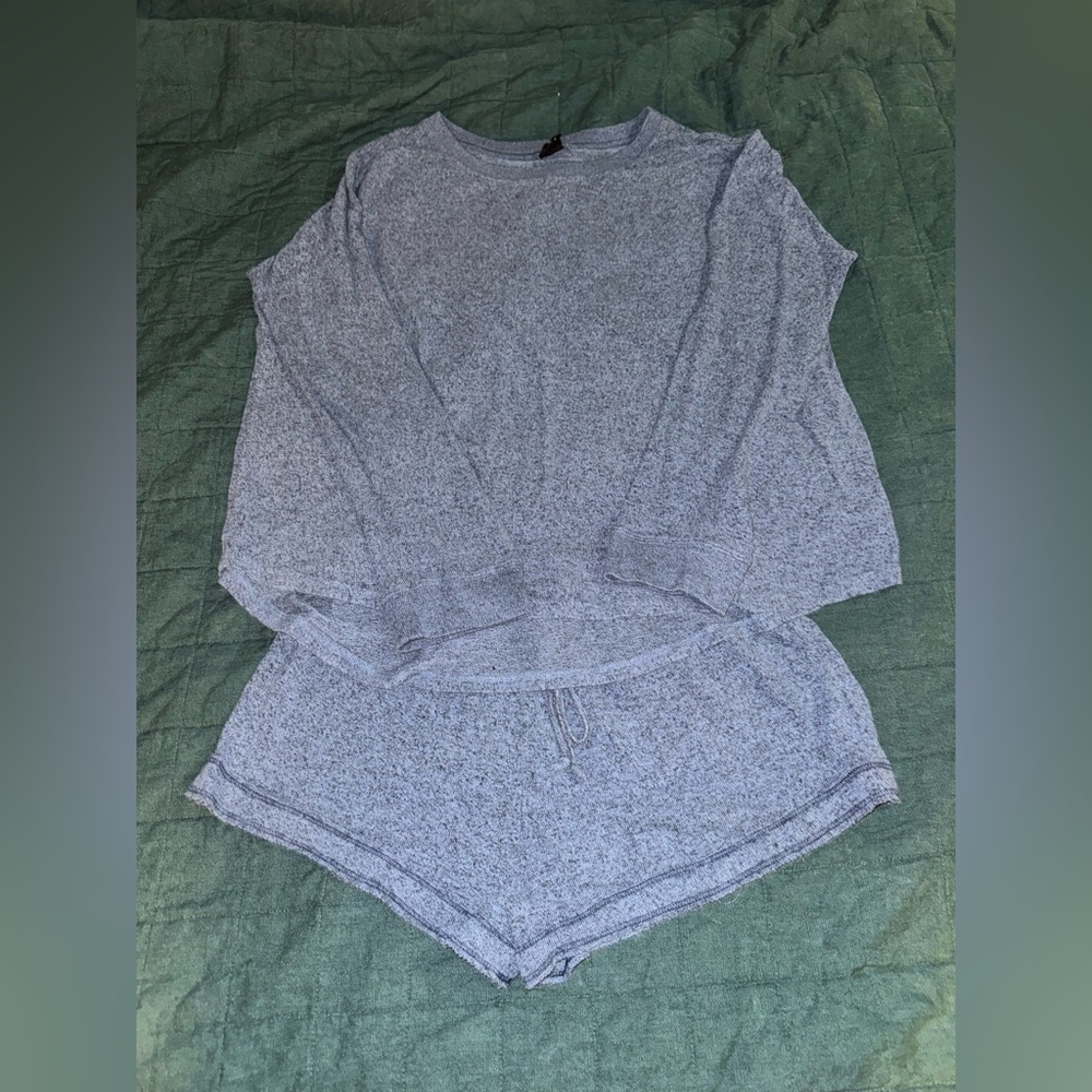 Free Press Gray Cozy Pajama Set Intimates Sleepwear